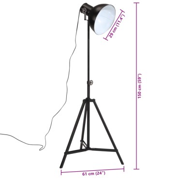 vidaXL Φωτιστικό Δαπέδου 25 W Μαύρο 61x61x90/150 εκ. Ε27