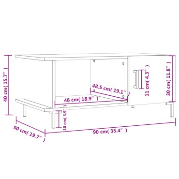 vidaXL Τραπεζάκι Σαλονιού Καπνιστή Δρυς 90x50x40cm Επεξεργασμ. Ξύλο 1 τεμ.