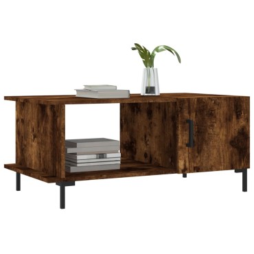 vidaXL Τραπεζάκι Σαλονιού Καπνιστή Δρυς 90x50x40cm Επεξεργασμ. Ξύλο 1 τεμ.