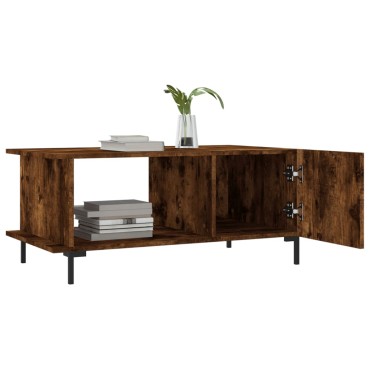 vidaXL Τραπεζάκι Σαλονιού Καπνιστή Δρυς 90x50x40cm Επεξεργασμ. Ξύλο 1 τεμ.