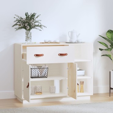 vidaXL Μπουφές Λευκό 98,5x40x75cm από Μασίφ Ξύλο Πεύκου 1 τεμ.