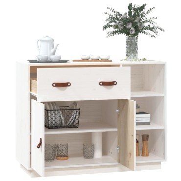 vidaXL Μπουφές Λευκό 98,5x40x75cm από Μασίφ Ξύλο Πεύκου 1 τεμ.