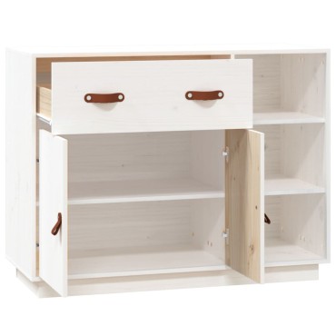 vidaXL Μπουφές Λευκό 98,5x40x75cm από Μασίφ Ξύλο Πεύκου 1 τεμ.