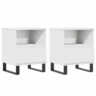 vidaXL Κομοδίνα Λευκά 2 τεμ. 40x35x50cm από Επεξεργασμένο Ξύλο