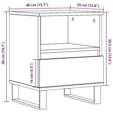 vidaXL Κομοδίνα Λευκά 2 τεμ. 40x35x50cm από Επεξεργασμένο Ξύλο