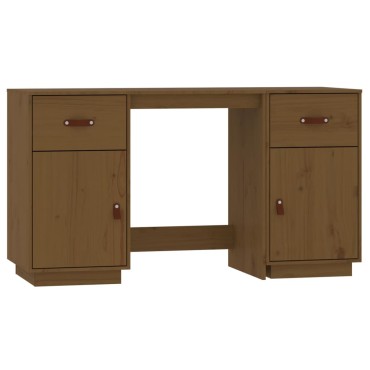 vidaXL Ντουλάπι Γραφείου Καφέ Μελί 135x50x75cm από Μασίφ Ξύλο Πεύκου 1 τεμ.