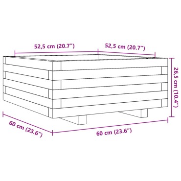 vidaXL Ζαρντινιέρα Καφέ Κεριού 60x60x26,5 εκ. από Μασίφ Ξύλο Πεύκου