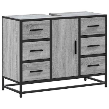 vidaXL Ντουλάπι Μπάνιου Νιπτήρα Γκρι Sonoma 80x33x60cm Επεξ. Ξύλο