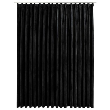 vidaXL Κουρτίνα Συσκότισης με Γάντζους Μαύρη 290x245cm Βελούδο