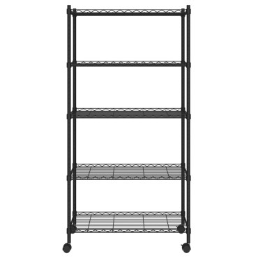 vidaXL Ραφιέρα 5 Επιπέδων με Τροχούς Μαύρη 75x35x155 εκ. 250 κ.