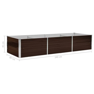 vidaXL Ζαρντινιέρα Υπερυψωμένη Καφέ 240x80x45 εκ. Γαλβανισμ. Χάλυβας