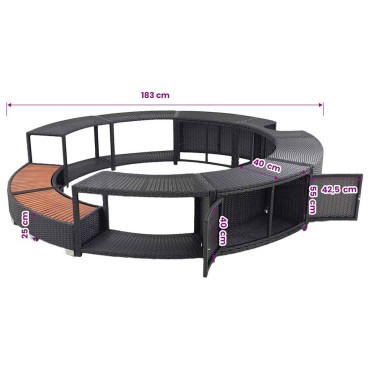 vidaXL Πλαίσιο Τζακούζι Μαύρο από Συνθετικό Ρατάν