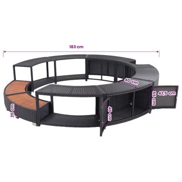 vidaXL Πλαίσιο Τζακούζι Μαύρο από Συνθετικό Ρατάν