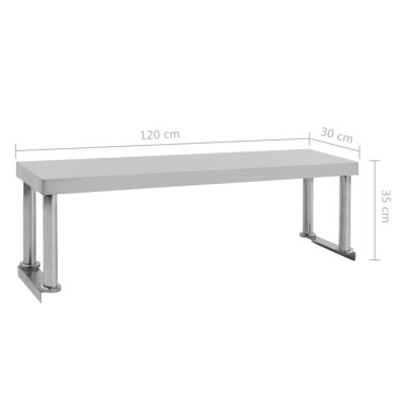 vidaXL Ράφι Επιτραπέζιο για Πάγκο Εργασίας 120x30x35 εκ. Ανοξ. Ατσάλι