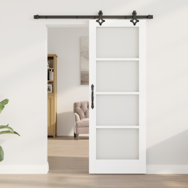 Συρόμενη Πόρτα vidaXL με Σετ Υλικών Λευκή 73.5x198.5 εκ. Ξύλο Πεύκο