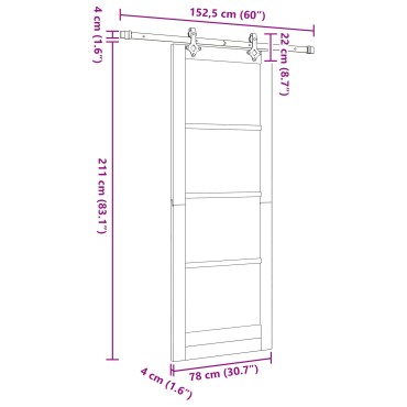 vidaXL Συρόμενη Πόρτα με Σετ Υλικών Λευκή 78x211 εκ. Συμπαγές Ξύλο Πεύκου