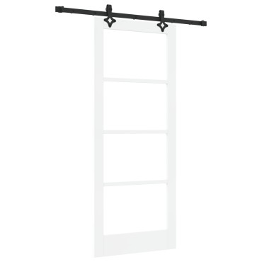 Συρόμενη Πόρτα vidaXL με Σετ Hardware Λευκή 83x202 εκ. Solid Ξύλο Πεύκης, Εσωτερική Πόρτα vidaXL με Γυαλί 'ORKDAL' Λευκή 83x202x4 εκ.