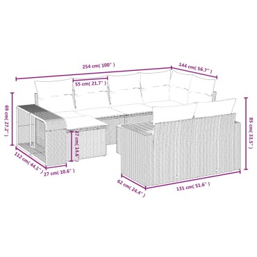 vidaXL Σαλόνι Κήπου Σετ 11 τεμ. Μπεζ Συνθετικό Ρατάν με Μαξιλάρια 55x55cm  Γωνιακός