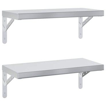 vidaXL Ράφια Τοίχου 2 τεμ. Ασημί 50x23,5cm Ανοξείδωτο Ατσάλι