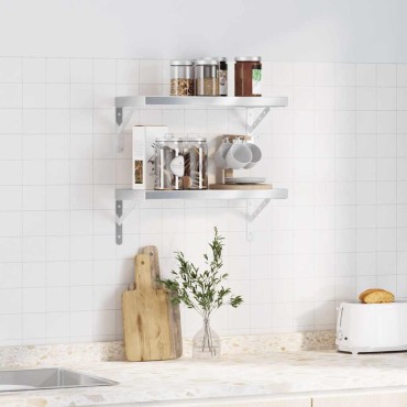 vidaXL Ράφια Τοίχου 2 τεμ. Ασημί 50x23,5cm Ανοξείδωτο Ατσάλι