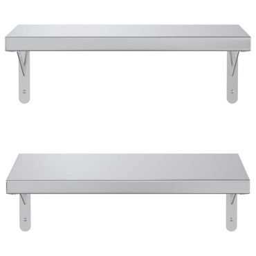 vidaXL Ράφια Τοίχου 2 τεμ. Ασημί 50x23,5cm Ανοξείδωτο Ατσάλι