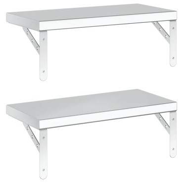 vidaXL Ράφια Τοίχου 2 τεμ. Ασημί 50x23,5cm Ανοξείδωτο Ατσάλι