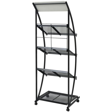 vidaXL Ραφιέρα Περιοδικών Ασπρόμαυρη Α4 47x40x134cm 1 τεμ.
