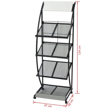 vidaXL Ραφιέρα Περιοδικών Ασπρόμαυρη Α4 47x40x134cm 1 τεμ.