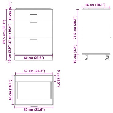 vidaXL Βάση Κουζίνας "Lyon" Γκρι από Τεχνητό Ξύλο Sonoma 60x46x81,5 cm