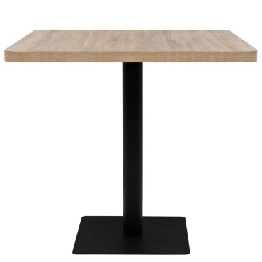 vidaXL Τραπέζι Bistro Τετράγωνο Χρώμα Δρυός 80x80x75cm MDF/Ατσάλι 1 τεμ.