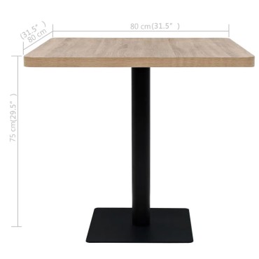 vidaXL Τραπέζι Bistro Τετράγωνο Χρώμα Δρυός 80x80x75cm MDF/Ατσάλι 1 τεμ.