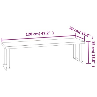 vidaXL Πάγκος Εργασίας Κουζίνας με Ράφι 120x60x115 εκ. Ανοξείδ. Ατσάλι