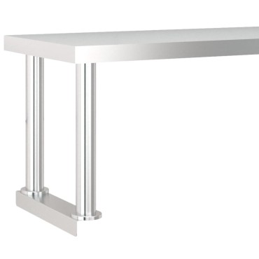 vidaXL Πάγκος Εργασίας Κουζίνας με Ράφι 120x60x115 εκ. Ανοξείδ. Ατσάλι