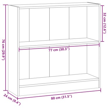 vidaXL Βιβλιοθήκη Όψη Παλαιού Ξύλου 80x24x76cm Επεξεργασμένο Ξύλο 1 τεμ.