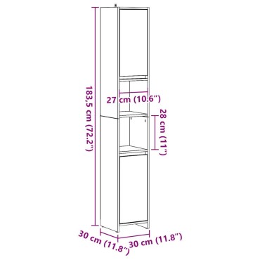 vidaXL Στήλη Μπάνιου Τεχνίτης Δρυς 30x30x183,5cm Επεξεργασμένο Ξύλο 1 τεμ.
