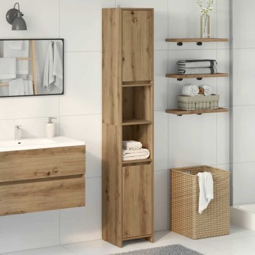 vidaXL Στήλη Μπάνιου Τεχνίτης Δρυς 30x30x183,5cm Επεξεργασμένο Ξύλο 1 τεμ.