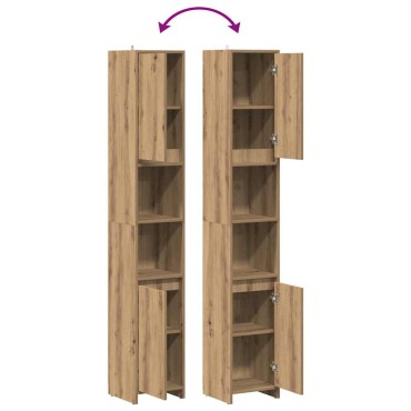 vidaXL Στήλη Μπάνιου Τεχνίτης Δρυς 30x30x183,5cm Επεξεργασμένο Ξύλο 1 τεμ.