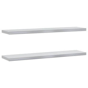 vidaXL Ράφια Τοίχου 2 τεμ. Ασημί 100x23,5x3cm Ανοξείδωτο Ατσάλι