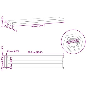 vidaXL Ράφια Τοίχου 2 τεμ. Ασημί 100x23,5x3cm Ανοξείδωτο Ατσάλι