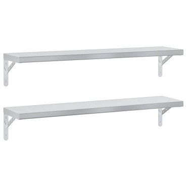 vidaXL Ράφια Τοίχου 2 τεμ. Ασημί 100x23,5cm Ανοξείδωτο Ατσάλι