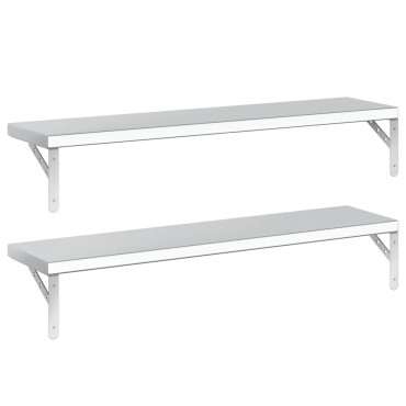 vidaXL Ράφια Τοίχου 2 τεμ. Ασημί 100x23,5cm Ανοξείδωτο Ατσάλι
