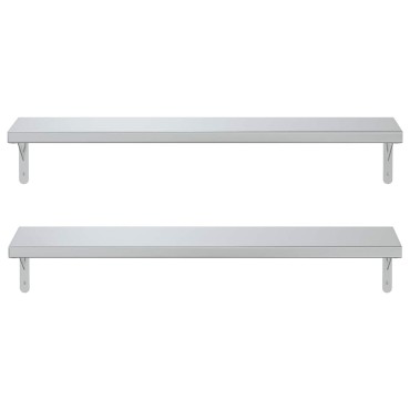 vidaXL Ράφια Τοίχου 2 τεμ. Ασημί 100x23,5cm Ανοξείδωτο Ατσάλι