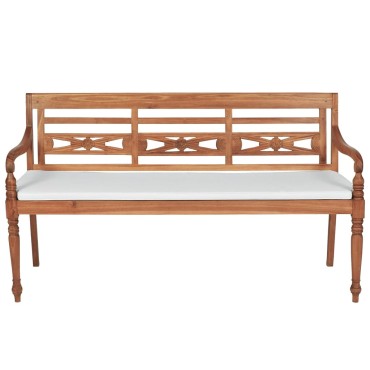 vidaXL Παγκάκι Batavia από Ξύλο Teak με Μαξιλάρια 150x51,5x84cm 1 τεμ.