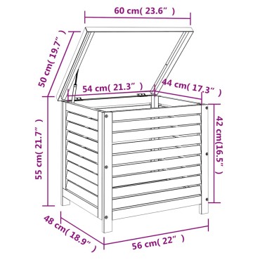 vidaXL Μπαούλο Αποθήκευσης Κήπου 60x50x55cm από Μασίφ Ξύλο Ευκαλύπτου 1 τεμ.
