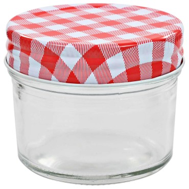 vidaXL Βάζα Μαρμελάδας 96 τεμ. 110 ml Γυάλινα με Κόκκινα/Λευκά Καπάκια