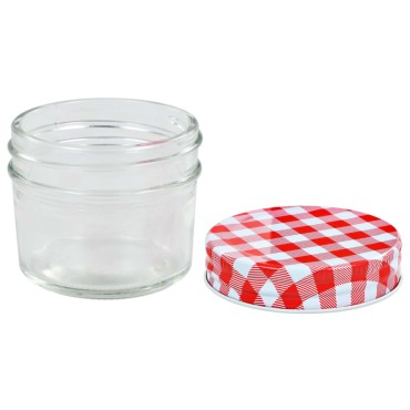 vidaXL Βάζα Μαρμελάδας 96 τεμ. 110 ml Γυάλινα με Κόκκινα/Λευκά Καπάκια