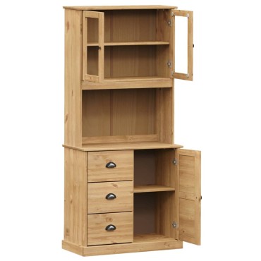 vidaXL Βιτρίνα VIGO 78x40x175cm από Μασίφ Ξύλο Πεύκου 1 τεμ.