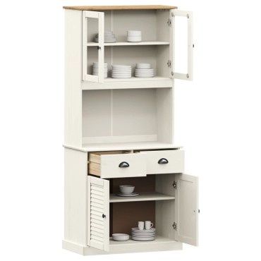 vidaXL Βιτρίνα VIGO Λευκή 78x40x175cm από Μασίφ Ξύλο Πεύκου 1 τεμ.
