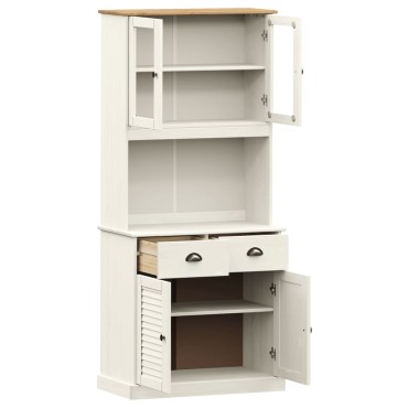 vidaXL Βιτρίνα VIGO Λευκή 78x40x175cm από Μασίφ Ξύλο Πεύκου 1 τεμ.