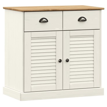 vidaXL Ντουλάπι με Συρτάρια VIGO Λευκό 78x40x75cm Μασίφ Ξύλο Πεύκου 1 τεμ.